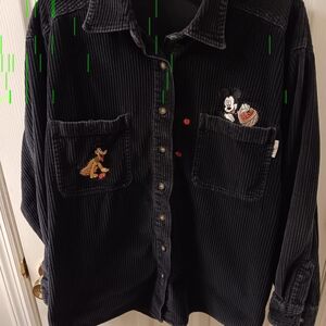 Vintage Mickey Unlimited Corduroy Shirt Large Black Jerry Leigh Design Preowned